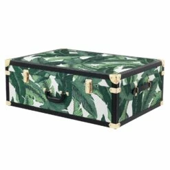 3 Design Trunks In Mdf En Stof Met Zwart Lederen Effectdetails - Amazonia -Slide Shop 3 bauli di design in mdf e tessuto con dettagli effetto pelle nera amazzonia 4
