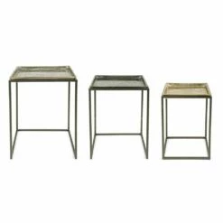 3 Vierkante Salontafels Van Aluminium En Staal Homemotion - Quinzio -Slide Shop 3 tavolini da salotto quadrati in alluminio e acciaio homemotion quinzio 2