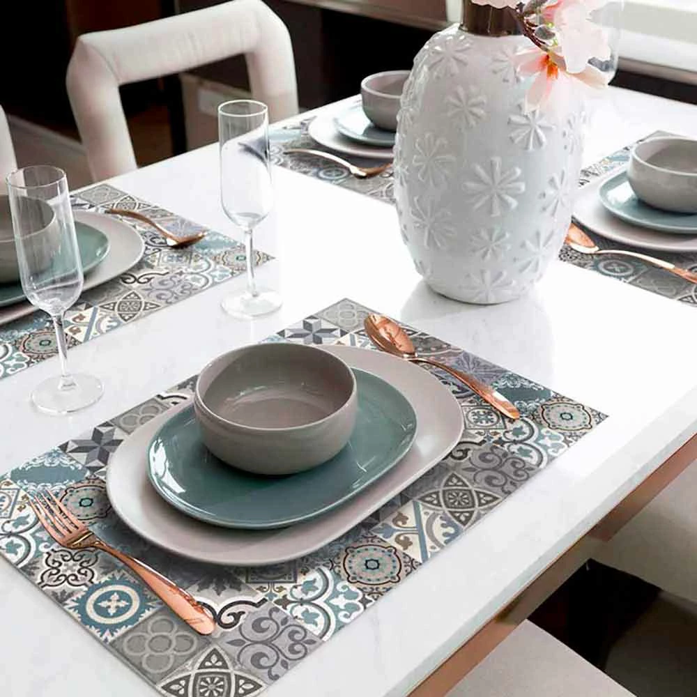 6 Wasbare Amerikaanse Placemats In Pvc En Polyester Met Patroon - Belita 3 6 Wasbare Amerikaanse Placemats In Pvc En Polyester Met Patroon - Belita - Afbeelding 3