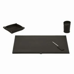 Accessoires Voor Designer Bureau In Bonded Leather, 4 Stuks - Aristoteles -Slide Shop accessori per scrivania in cuoio rigenerato 4 pezzi made in italy aristotele