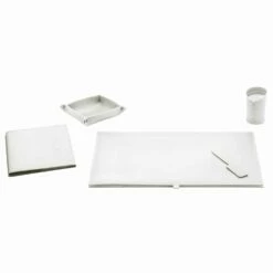 Kantooraccessoires Voor Bureau In Gebonden Leer, 5 Stuks - Aristoteles -Slide Shop accessori per scrivania in cuoio rigenerato 5 pezzi made in italy aristotele 5