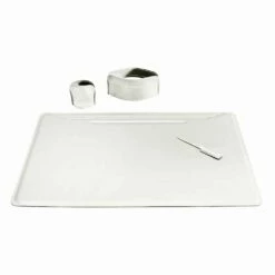 Accessoires Voor Een Lederen Bureau, 4 Stuks, Made In Italy - Ebe -Slide Shop accessori per scrivania in cuoio rigenerato da 4 pezzi made in italy ebe 4