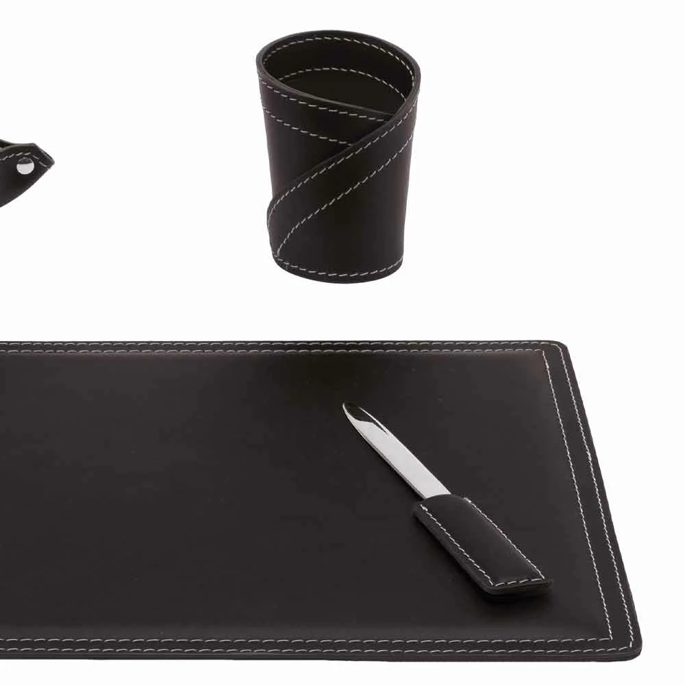 Accessoires Geregenereerd Lederen Bureau, 4 Stuks, Made In Italy - Ascanio 6 Accessoires Geregenereerd Lederen Bureau, 4 Stuks, Made In Italy - Ascanio - Afbeelding 6