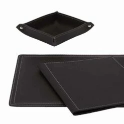 Accessoires Bureau In Gebonden Leer, 5 Stuks, Made In Italy - Ascanio -Slide Shop accessori scrivania in cuoio rigenerato da 5 pezzi made in italy ascanio 1