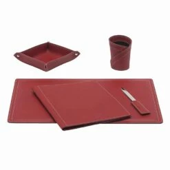 Accessoires Bureau In Gebonden Leer, 5 Stuks, Made In Italy - Ascanio -Slide Shop accessori scrivania in cuoio rigenerato da 5 pezzi made in italy ascanio 10