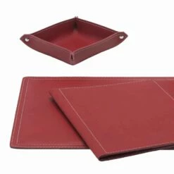 Accessoires Bureau In Gebonden Leer, 5 Stuks, Made In Italy - Ascanio -Slide Shop accessori scrivania in cuoio rigenerato da 5 pezzi made in italy ascanio 11