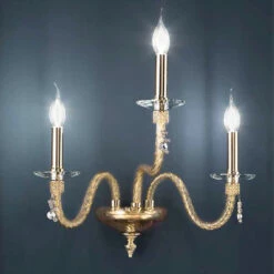 Klassieke Wandlamp Met 3 Lampen Van Geblazen Glas En Handgemaakte Details - Phaedra