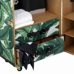 Moderne Kledingkast Met Wielen In Mdf, Gefineerd Hout En Stof - Amazonia -Slide Shop armadio moderno con ruote in mdf legno impiallacciato e tessuto amazzonia 2