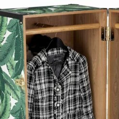 Moderne Kledingkast Met Wielen In Mdf, Gefineerd Hout En Stof - Amazonia -Slide Shop armadio moderno con ruote in mdf legno impiallacciato e tessuto amazzonia 3