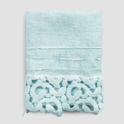 Gastendoek Van Dik Linnen Met Poema-kant 2-delig 3 Kleuren - Kasteel