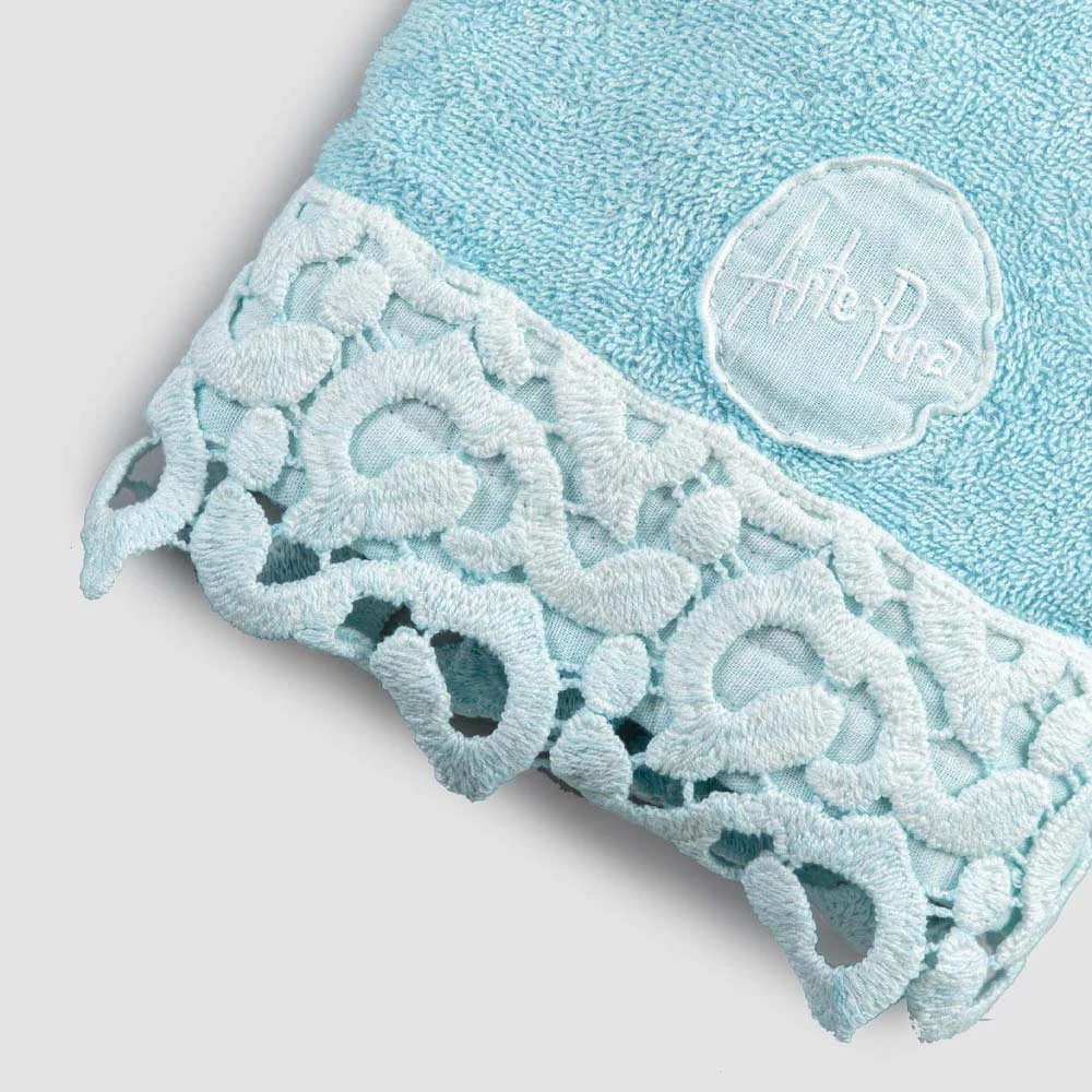 Gastendoek In Terry Katoen Met Poema Kant 2 Stuks En 2 Kleuren - Kasteel 3 Gastendoek In Terry Katoen Met Poema Kant 2 Stuks En 2 Kleuren - Kasteel - Afbeelding 3