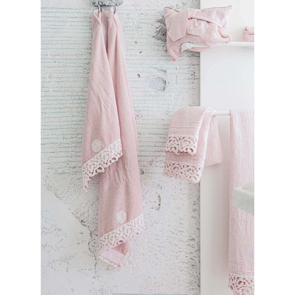 Gastendoek In Terry Katoen Met Poema Kant 2 Stuks En 2 Kleuren - Kasteel 8 Gastendoek In Terry Katoen Met Poema Kant 2 Stuks En 2 Kleuren - Kasteel - Afbeelding 8