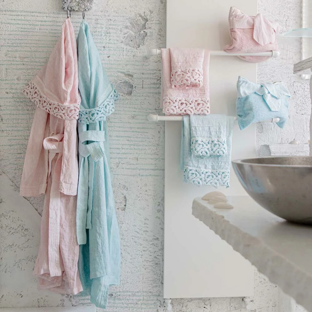 Gastendoek In Terry Katoen Met Poema Kant 2 Stuks En 2 Kleuren - Kasteel 9 Gastendoek In Terry Katoen Met Poema Kant 2 Stuks En 2 Kleuren - Kasteel - Afbeelding 9