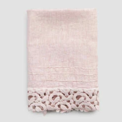 Zware Linnen Gezichtshanddoek Met Poema-kant 2 Stuks 2 Kleuren - Kasteel -Slide Shop asciugamano viso in lino pesante con pizzo poema 2 pezzi 2 colori castle 4