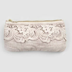 Zwart Of Roze Linnen Etui Met Kant En Ritssluiting 3 Afmetingen 2 Stuks - Lullabi