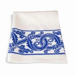 Italiaanse Handgemaakte Linnen Vaatdoek Met Handgedrukte Tekening