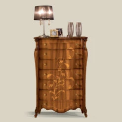 Ladekast Met 7 Lades In Ingelegd Walnotenhout Gemaakt In Italië - Commodus