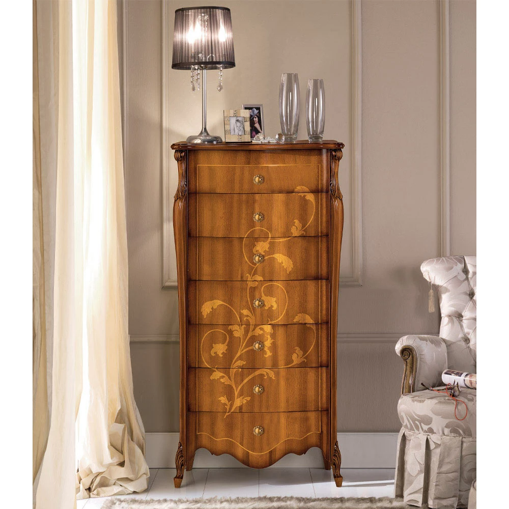 Ladekast Met 7 Lades In Ingelegd Walnotenhout Gemaakt In Italië - Commodus 6 Ladekast Met 7 Lades In Ingelegd Walnotenhout Gemaakt In Italië - Commodus - Afbeelding 6