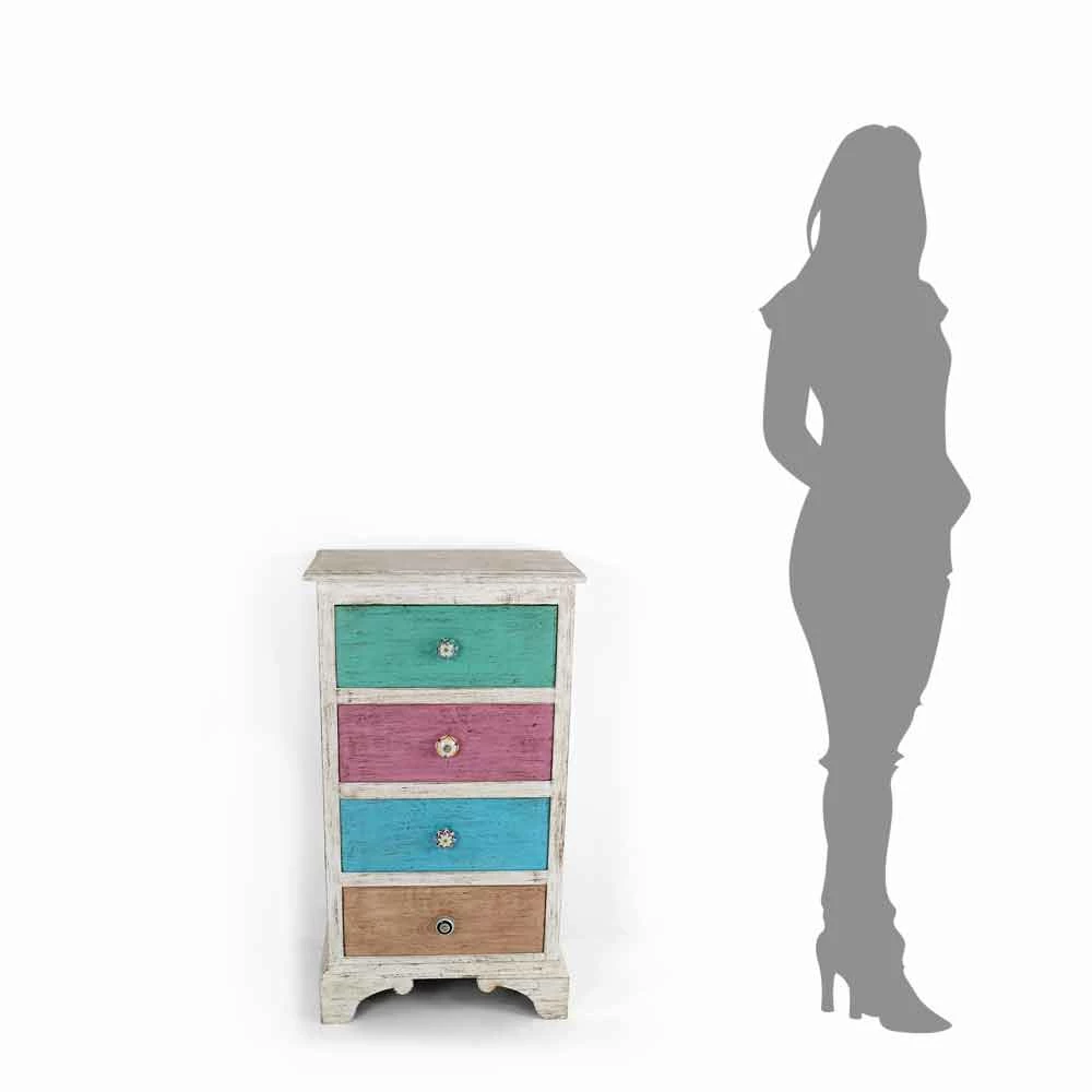 Ambachtelijke Ladekast Met 4 Laden In Wit Hout Made In Italy - Manhattan 7 Ambachtelijke Ladekast Met 4 Laden In Wit Hout Made In Italy - Manhattan - Afbeelding 7