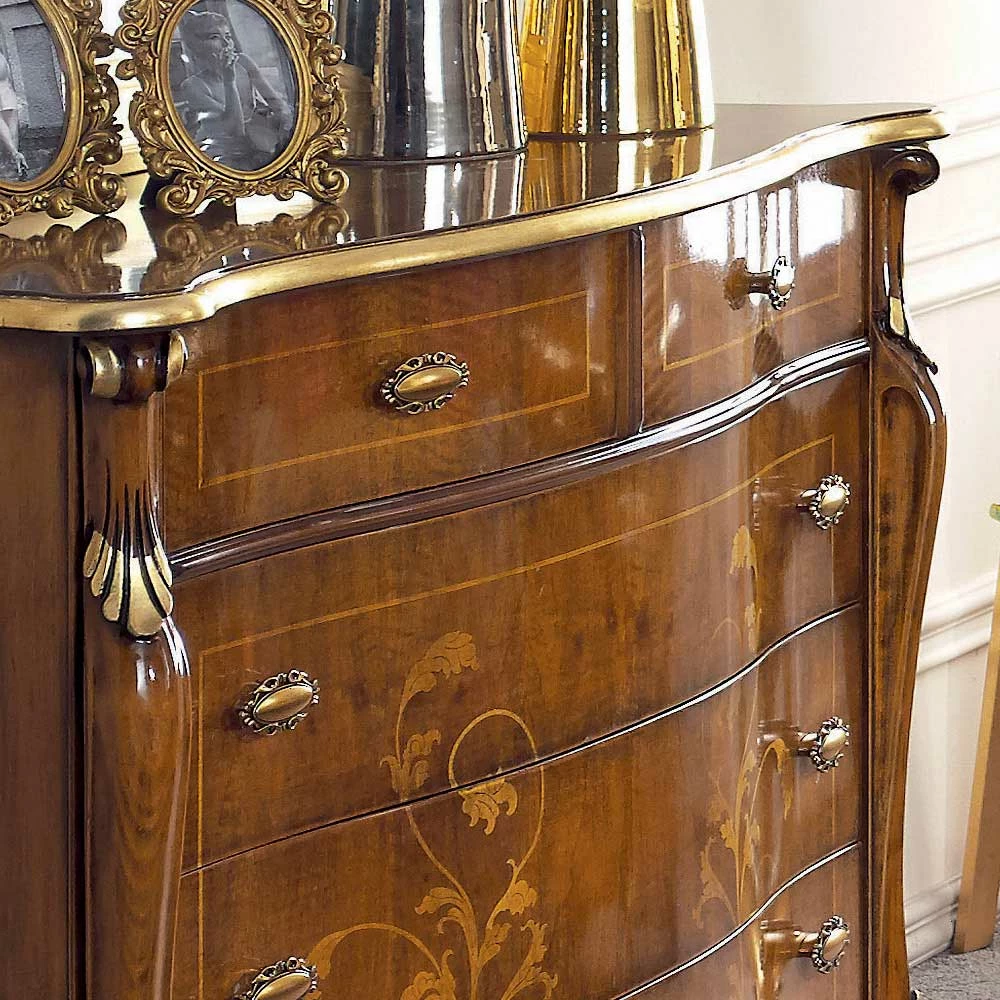 Slaapkamer Ladekast In Ingelegd Hout En Spiegel Made In Italy - Cambrige 4 Slaapkamer Ladekast In Ingelegd Hout En Spiegel Made In Italy - Cambrige - Afbeelding 4