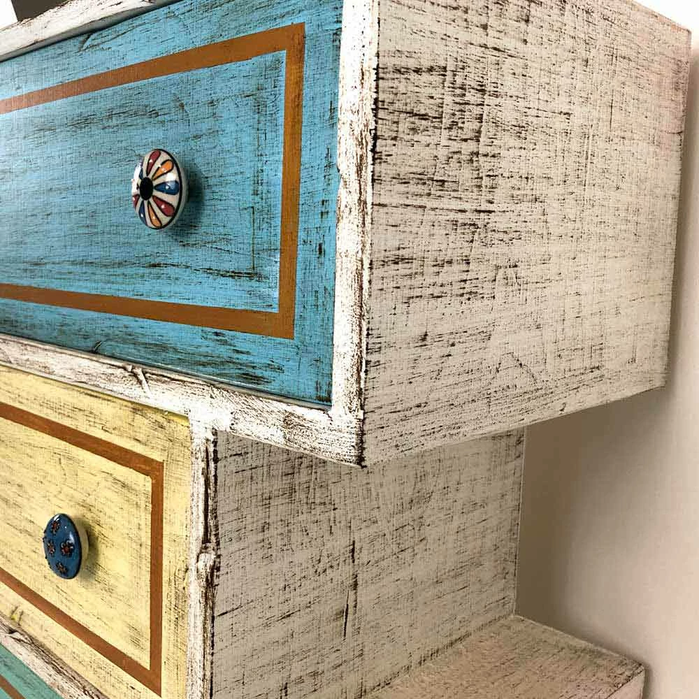 Ladekast Met Gekleurde Laden En Keramische Knoppen Made In Italy - Hendriks 4 Ladekast Met Gekleurde Laden En Keramische Knoppen Made In Italy - Hendriks - Afbeelding 4