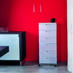 Ontwerp Chest 6 Laden In Wit / Grijs Polypropyleen Adam