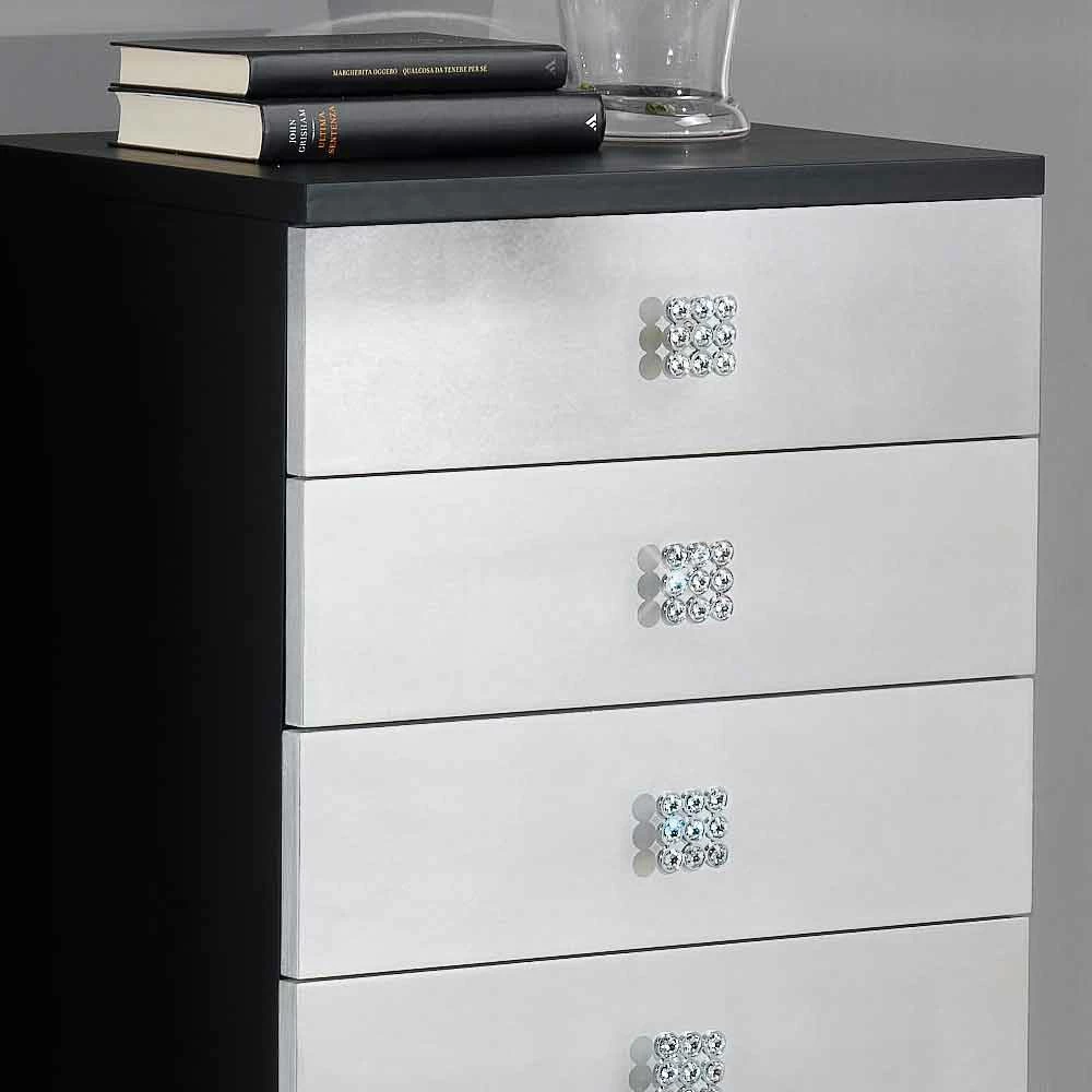 Het Ontwerp Van De Houten Kist Van 4 Lades Zwart En Argento Etty 3 Het Ontwerp Van De Houten Kist Van 4 Lades Zwart En Argento Etty - Afbeelding 3