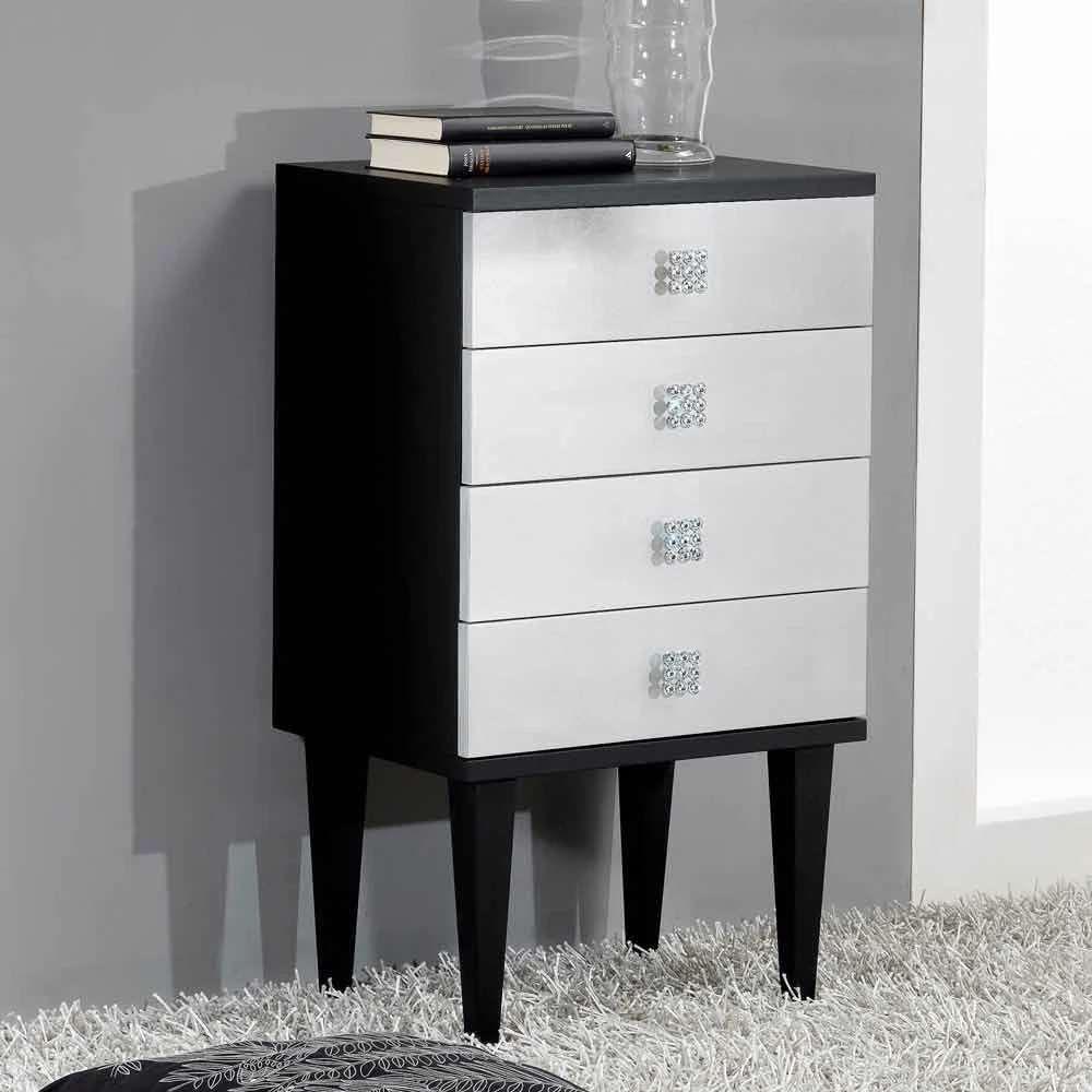 Het Ontwerp Van De Houten Kist Van 4 Lades Zwart En Argento Etty 2 Het Ontwerp Van De Houten Kist Van 4 Lades Zwart En Argento Etty - Afbeelding 2