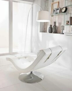 Modern Design Chaise Longue In Kunstleer En Verchroomd Metaal - Comfort -Slide Shop chaise longue di design moderno in similpelle e metallo cromato comodita 8