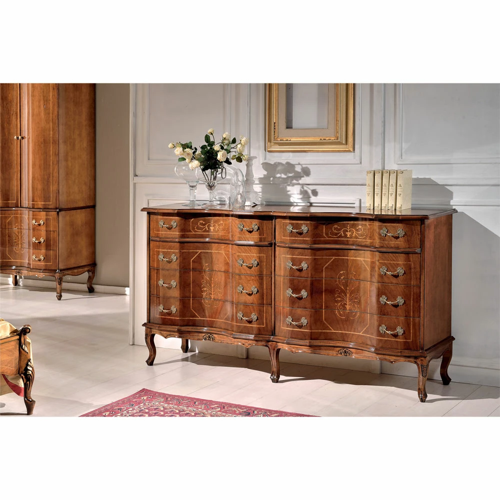 Klassieke Ladekast Met 8 Lades In Bassano Walnut Wood Made In Italy - Luxury 2 Klassieke Ladekast Met 8 Lades In Bassano Walnut Wood Made In Italy - Luxury - Afbeelding 2