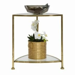 Modern Design Driehoekig Nachtkastje In Ijzer En Glas - Kira -Slide Shop comodino a 2 ripiani triangolare di design moderno in ferro e vetro kira 2