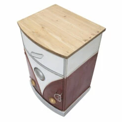 Gekleurd Nachtkastje In Dennenhout En Ijzer Met Deur En Lade - Baiocco -Slide Shop comodino colorato in legno di abete e ferro con anta e cassetto baiocco 2