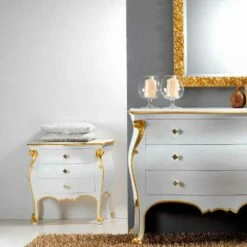 Bio Bed Klassiek Design Met Goud Profielen, Made In Italy -Slide Shop comodino design classico con profili oro bio made in italy 2