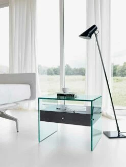 Modern Design Bijzettafel In Extrahelder Glas Gemaakt In Italië - Segreto -Slide Shop comodino di design moderno in vetro extrachiaro made in italy segreto 10