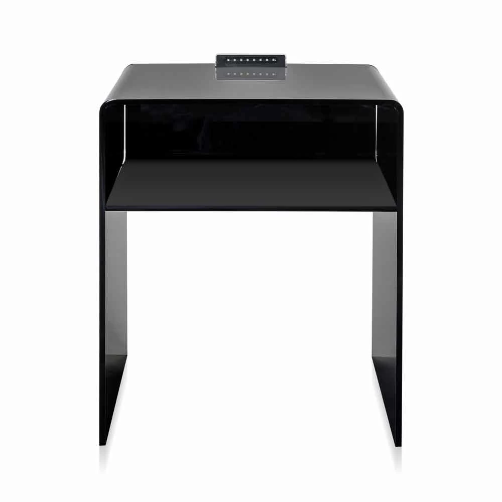 Zwarte Nachtkastje Met LED-licht Verlicht Om Tocco Adelia, Made In Italy 2 Zwarte Nachtkastje Met LED-licht Verlicht Om Tocco Adelia, Made In Italy - Afbeelding 2