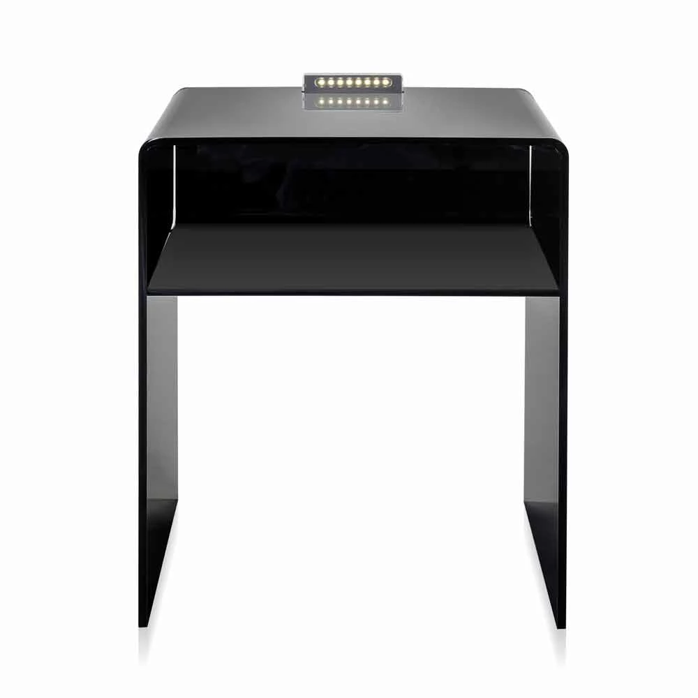 Zwarte Nachtkastje Met LED-licht Verlicht Om Tocco Adelia, Made In Italy 3 Zwarte Nachtkastje Met LED-licht Verlicht Om Tocco Adelia, Made In Italy - Afbeelding 3