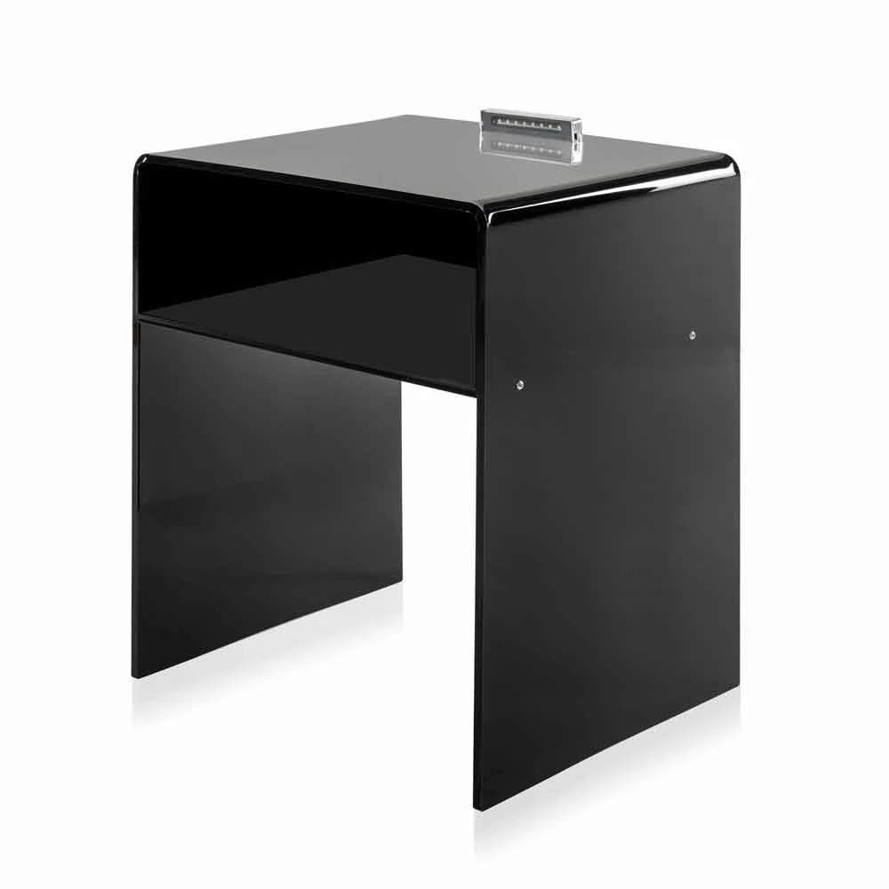 Zwarte Nachtkastje Met LED-licht Verlicht Om Tocco Adelia, Made In Italy 4 Zwarte Nachtkastje Met LED-licht Verlicht Om Tocco Adelia, Made In Italy - Afbeelding 4