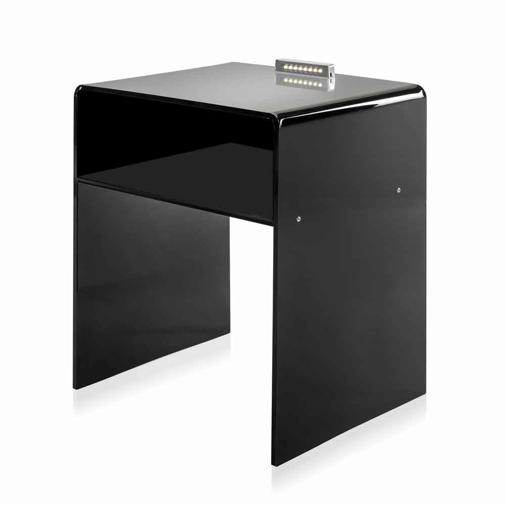 Zwarte Nachtkastje Met LED-licht Verlicht Om Tocco Adelia, Made In Italy 5 Zwarte Nachtkastje Met LED-licht Verlicht Om Tocco Adelia, Made In Italy - Afbeelding 5