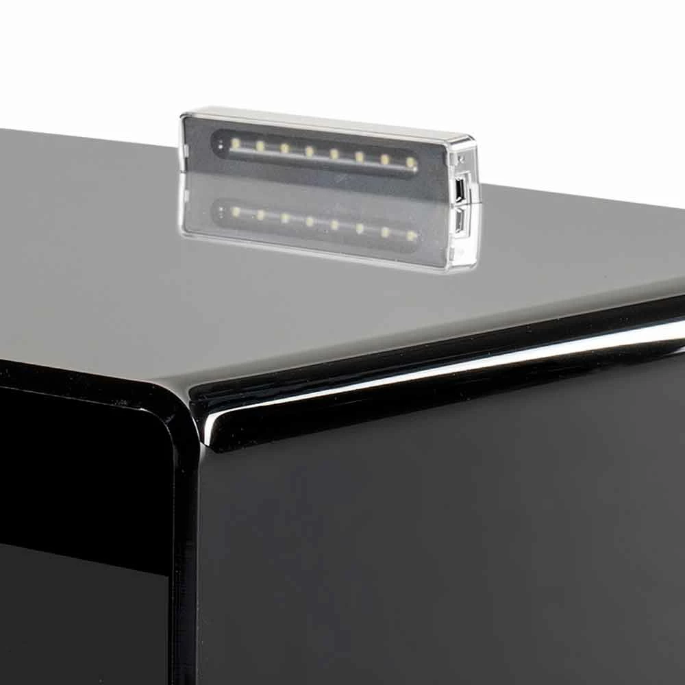 Zwarte Nachtkastje Met LED-licht Verlicht Om Tocco Adelia, Made In Italy 7 Zwarte Nachtkastje Met LED-licht Verlicht Om Tocco Adelia, Made In Italy - Afbeelding 7