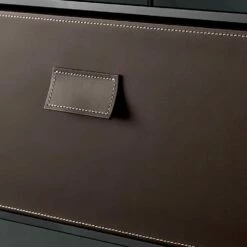 Nachtkastje Van Gerookt Glas Met Leren Lade 2 Afmetingen - Linzy -Slide Shop comodino tavolino in vetro fume con cassetto in cuoio 2 dimensioni linzy 5