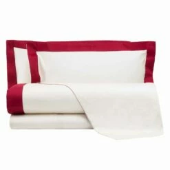 Satijnen Lakenset Voor Tweepersoonsbed Met Gekleurde Randen - Hyacint