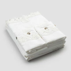 Armonia 2-kleurenset Van Licht Linnen En Kant Voor Tweepersoonsbed - Dettox -Slide Shop completo lenzuola matrimoniale in lino leggero e pizzo armonia 2 colori dettox 6