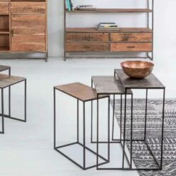 Samenstelling 3 Salontafels In Aluminium En Staal Homemotion - Salvio -Slide Shop composizione 3 tavolini da salotto in alluminio e acciaio homemotion salvio 7