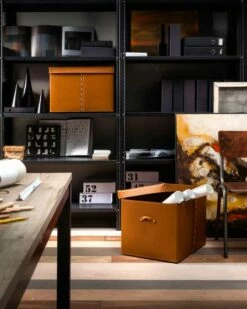 Moderne Opbergdoos In Geregenereerd Leer Made In Italy - Gabry -Slide Shop contenitore portaoggetti moderno in cuoio rigenerato made in italy gabry 7