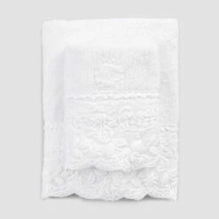 Paar Sponsgezichts- En Gastendoeken Met Geborduurd Bloemblaadje - Gianciotto