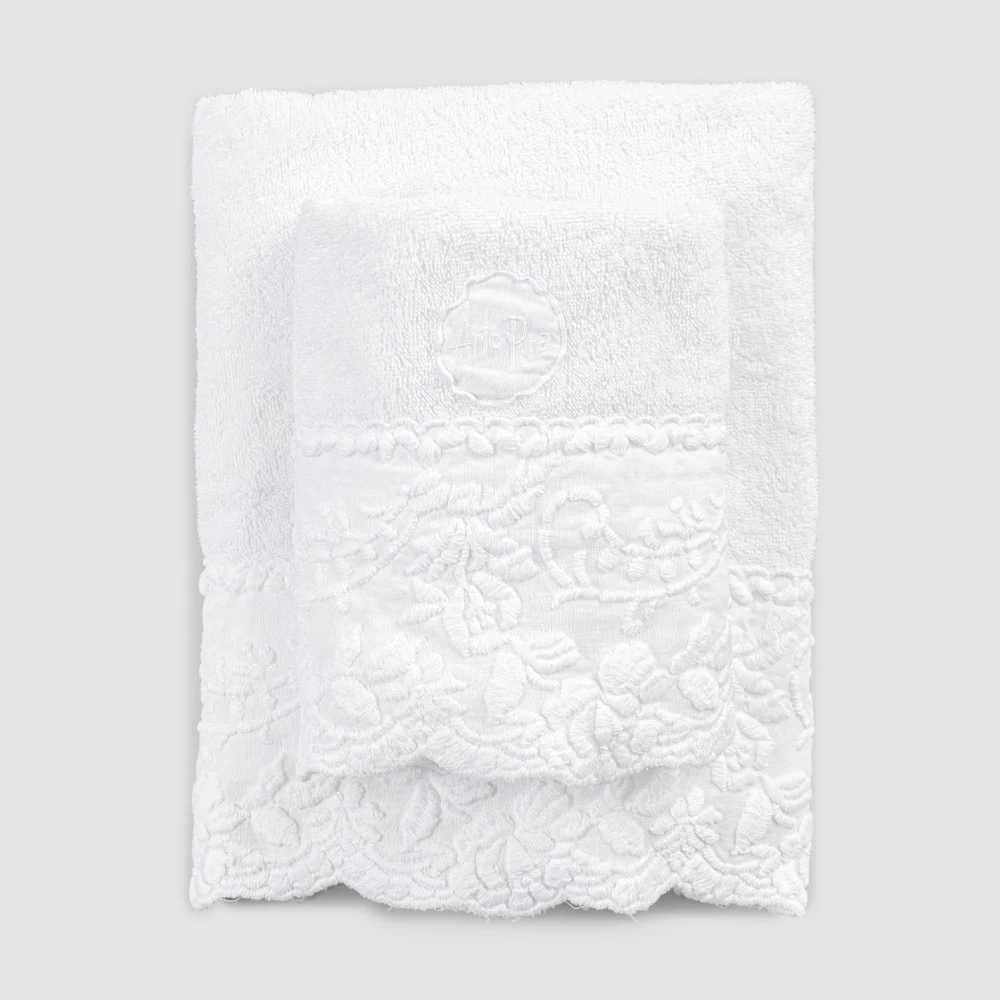 Paar Sponsgezichts- En Gastendoeken Met Geborduurd Bloemblaadje - Gianciotto 1 Paar Sponsgezichts- En Gastendoeken Met Geborduurd Bloemblaadje - Gianciotto