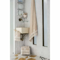 Paar Handdoeken Gezicht En Gast In Terry Katoen Met Kanten Kwastjes - Arafico -Slide Shop coppia asciugamani viso e ospite in spugna di cotone con pizzo nappine arafico 4