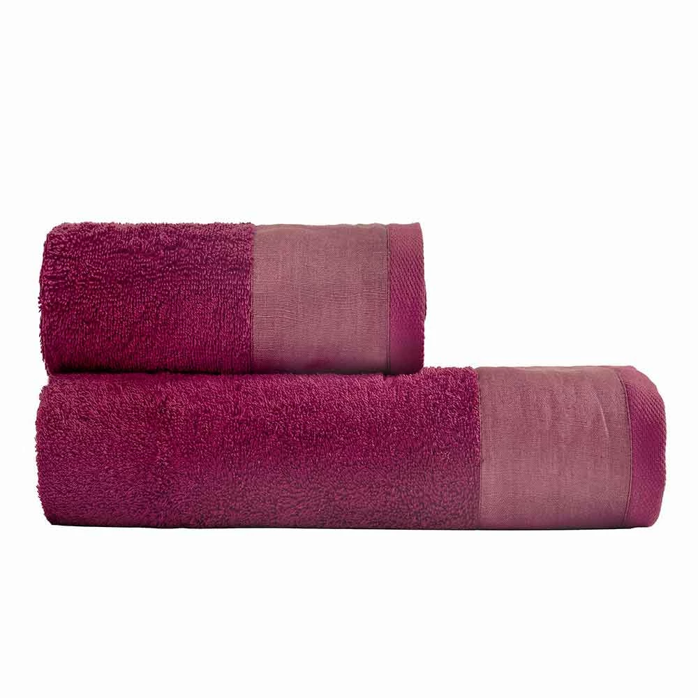 Paar Gekleurde Badhanddoeken In Terry Katoen En Linnen - Senna 4 Paar Gekleurde Badhanddoeken In Terry Katoen En Linnen - Senna - Afbeelding 4