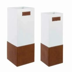 Paar Moderne Paraplubak Van Staal En Kunstleer Homemotion - Umbro -Slide Shop coppia di portaombrelli moderni in acciaio e similpelle homemotion umbro 6