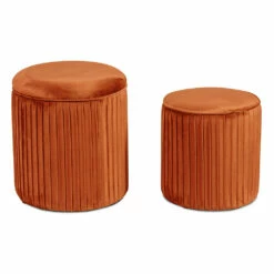 Paar Woonkamer Ottomanen Met Container In Gekleurd Fluweel - Salema